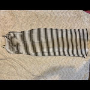 Sexy spaghetti strap black white stripe maxi dress M NWOT stretch horizontal